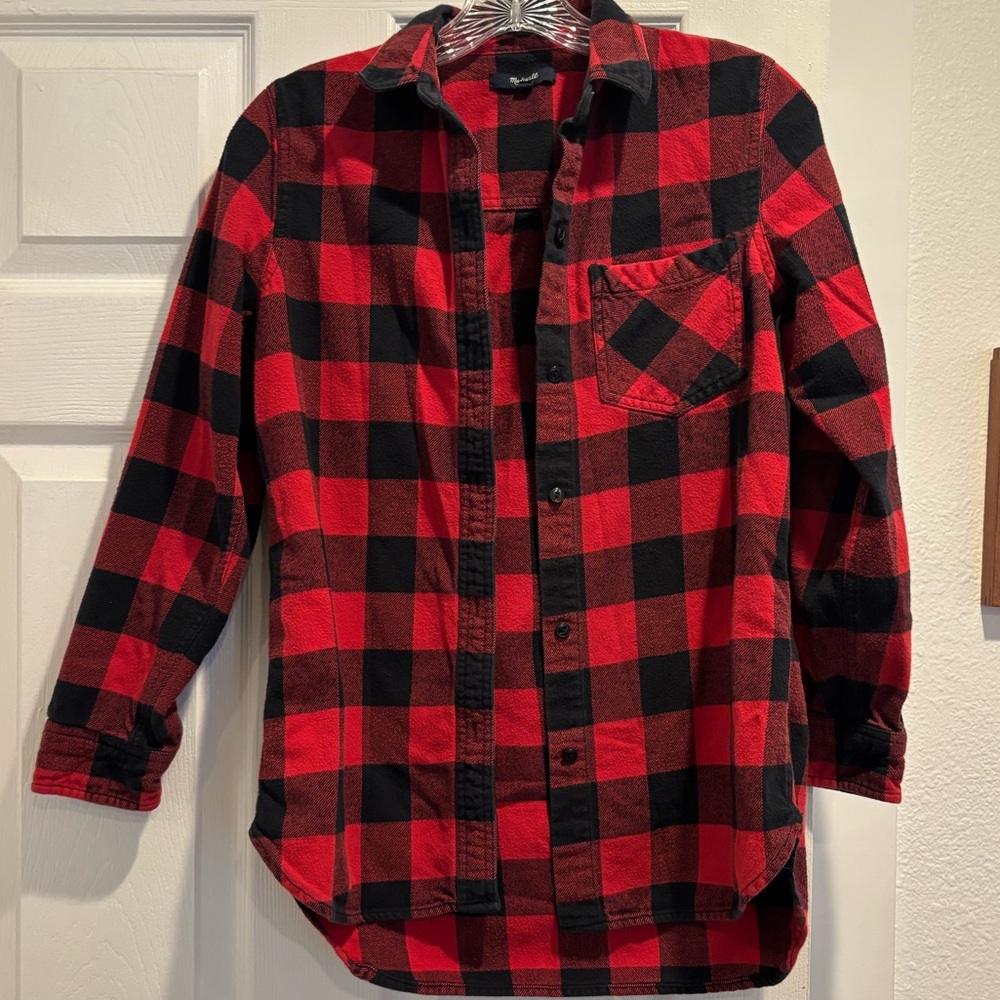 Madewell Red and Black Buffalo Check Button Down Shirt XS